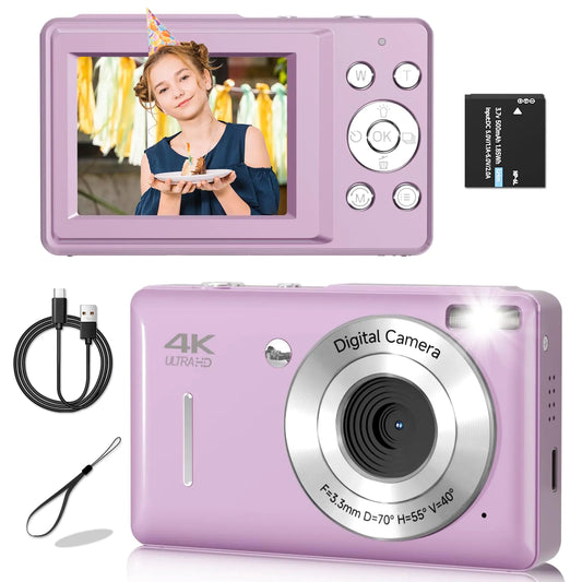 Digital Camera FHD 1080P Digital Camera for Kids Vintage Digital Camera with 16X Zoom Face Detect Smile Capture Anti Shake Compact Point and Shoot Camera Small Camera for Teens Purple